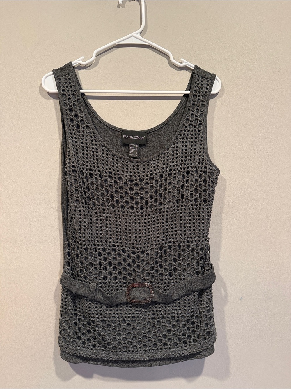 Frank Lyman Open Knit Belted Tank Top